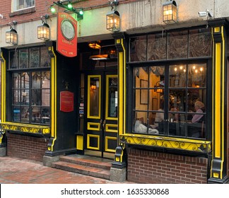 Boston, MA / USA - Jan 2020: Green Dragon tavern entrance and window