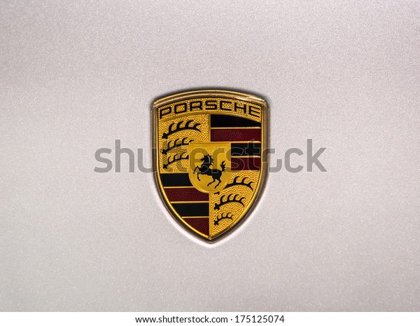 BOSTON, MA, USA- \
JANUARY 20, 2014: the logo of the German sports car producer\
\
