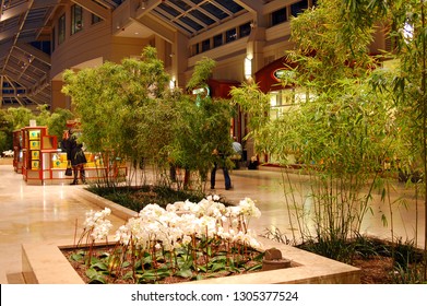 Boston, MA, USA March 14, The Copley Place Mall, In Boston, Is Decorated With Greenery And Plants