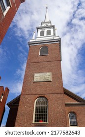 Boston, MA, USA - May 16, 2022: The Old North Church. This place is where Paul Revere lightened his signaling lamps.