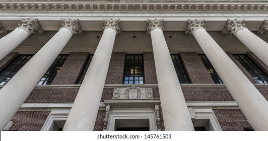 Boston, Massachusetts - July 5, 2013: Widener Library, July 12, 2013. Library of Harvard University. It has 15.6 million volume of books, making it the largest university library in the world.