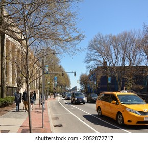 Boston, Massachusetts, May 2, 2015: View Of Memorial Drive, In Front Of The Central MIT Building.