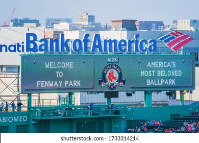 Boston, Massachusetts - May 25, 2018: The Bank Of America Sign At Fenway Park.