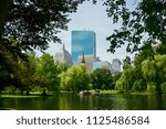 Boston, Massachusetts skyline view from Boston Common.