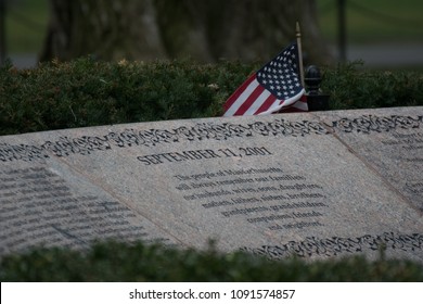 Boston, Massachusetts, USA - April 13, 2018: A Memorial For September 11 (911) In Boston Public Garden, Dedicated To Boston's People On The Hijacked Flight 