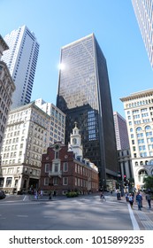 Boston, Massachusetts, USA - August 31 2017: Old State House At The Site Of Boston Massacre