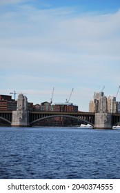 Boston, Massachusetts, USA - January 10, 2021: Charles River Esplanade and Longfellow Bridge are the best places to enjoy Charles River and Back Bay Skyline.