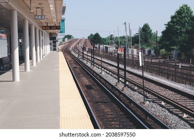 Boston, Massachusetts, USA - July 13, 2019 : Assembly Station Is A Rapid Transit Station In Somerville, Massachusetts. It Serves The MBTA Orange Line In Boston, USA.