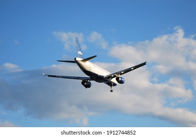 Boston, Massachusetts, USA - October 3, 2020: Several JetBlue Airways Airbus A320 Family Planes Were Operating In Boston Airport.