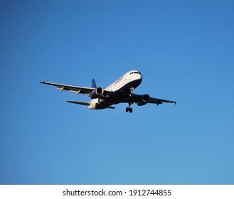 Boston, Massachusetts, USA - October 3, 2020: Several JetBlue Airways Airbus A320 Family Planes Were Operating In Boston Airport.