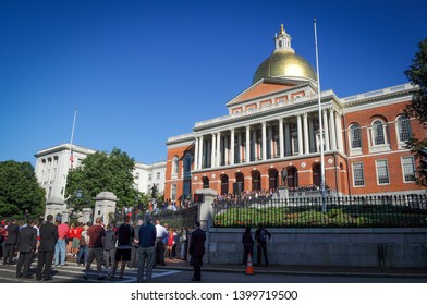 BOSTON, MASSACHUSETTS, USA - September 11, 2011: People In 11/9 Tribute In Massachusetts State House.