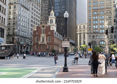 Boston, Massachusetts, USA-June 4, 2022-View Of The Old State House In Boston 