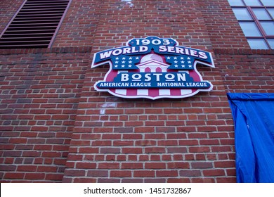 Boston, Massachusetts/USA - December 25 2018: Fenway Park 1903 World Series Champions Sign For Red Sox MLB
