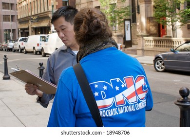 Boston - October 15: Democratic National Committee On A Voter Registration Drive, Beacon Street, October 15, 2008