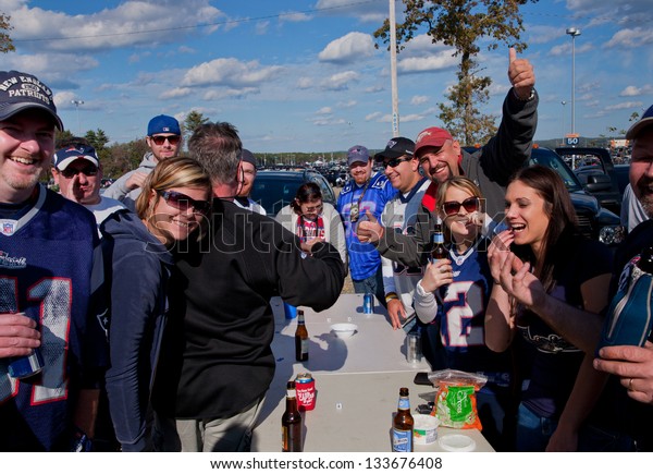 BOSTON - OCTOBER 16: Tailgate\
party before New England Patriots play Dallas Cowboys at Gillette\
Stadium on October 16, 2011 in Foxborough, Boston,\
MA