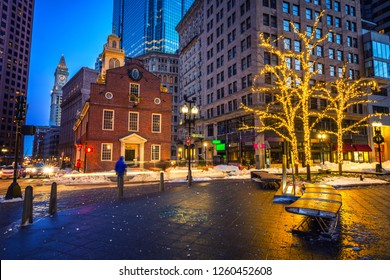 Boston Old State House At Christmas Time