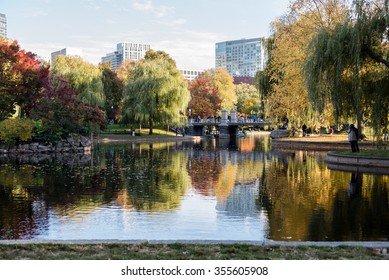 Boston Public Garden In The Fall