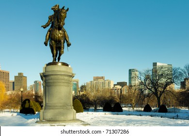 Boston Public Garden in the Winter - Boston, Massachusetts - USA.