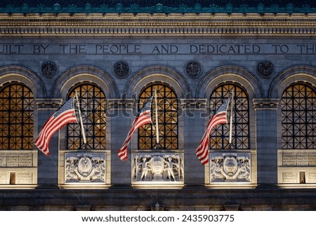 Boston Public Library Exterior with flags
