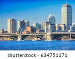 Boston skyline, Back Bay and Charles River, Longfellow Bridge, located in Boston, Massachusetts, USA.