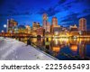 boston winter skyline night
