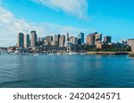 Boston Skyline, Massachusetts, USA. View from Boston Harbor.
