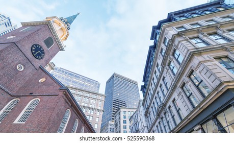 Boston skyline on a beautiful day - MA.