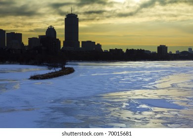 Boston Skyline in the winter. Massachusetts - USA.