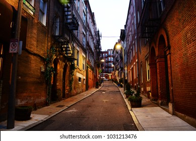 Boston Street With Brick Houses