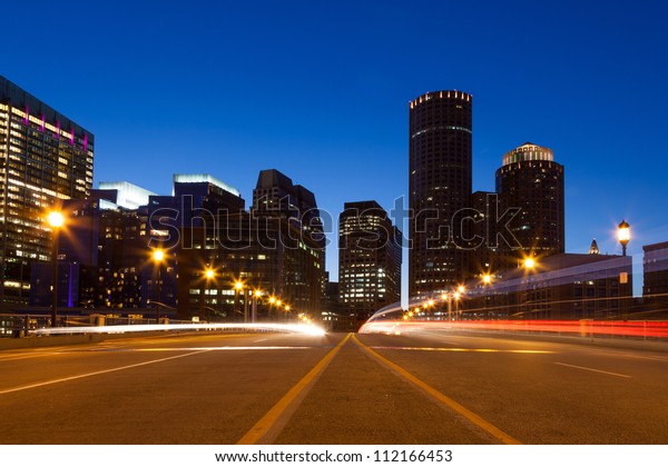 Boston streets by\
night, Massachusetts -\
USA