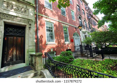 Boston Typical Houses In Historic Center Near Back Bay