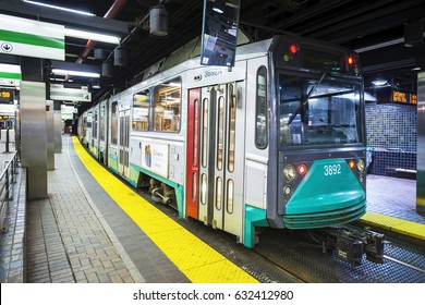 Boston, USA - April 24, 2017: Boston Subway (Massachusetts Bay Transportation Authority, MBTA), Located In Boston, Massachusetts, USA.