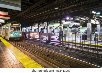 Boston, USA - April 24, 2017: Boston Subway (Massachusetts Bay Transportation Authority, MBTA), Located In Boston, Massachusetts, USA.