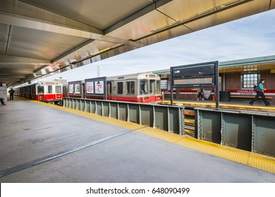 Boston, USA - April 24, 2017: Boston Subway (Massachusetts Bay Transportation Authority, MBTA). Located In Boston, Massachusetts, USA.