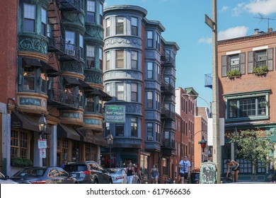 BOSTON, USA - AUGUST 14, 2016: boston street near Paul Revere House
