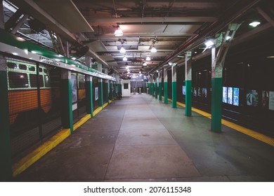 BOSTON, USA - JULY 14, 2019 : Green Line Station In Boston's Park Street Station In Boston USA.