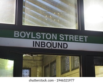 Boston, USA - June 15, 2019: Image Of The Boylston Street Subway Station In Boston.