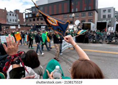 Boston, USA - March 20, 2022: The 2022 St. Patricks Day Parade In Boston