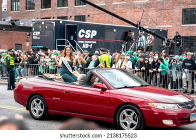 Boston, USA - March 20, 2022: The 2022 St. Patricks Day Parade In Boston