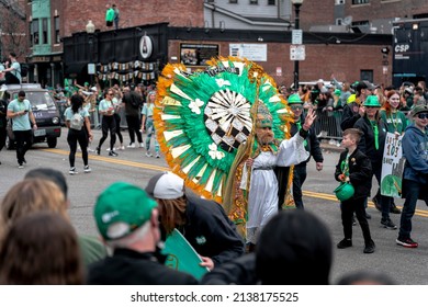 Boston, USA - March 20, 2022: The 2022 St. Patricks Day Parade In Boston