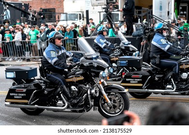 Boston, USA - March 20, 2022: The 2022 St. Patricks Day Parade In Boston