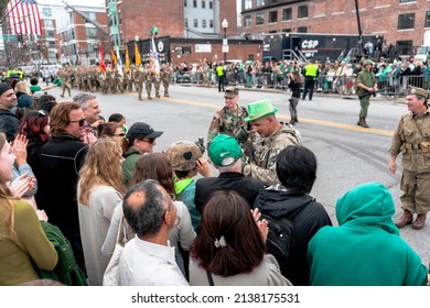 Boston, USA - March 20, 2022: The 2022 St. Patricks Day Parade In Boston