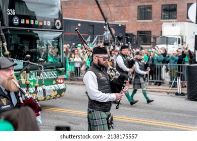 Boston, USA - March 20, 2022: The 2022 St. Patricks Day Parade In Boston