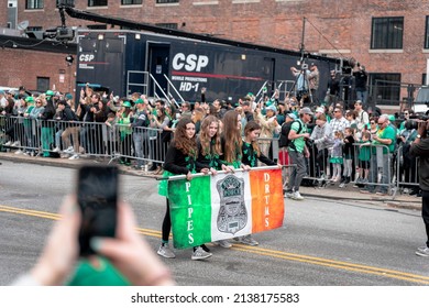 Boston, USA - March 20, 2022: The 2022 St. Patricks Day Parade In Boston