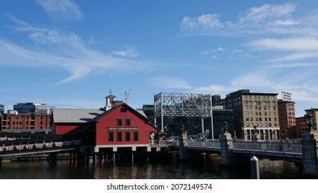 BOSTON, USA - OCTOBER 12, 2021: Tourist Visiting Boston Tea Party Museum As Boston Opens Up After COVID Restrictions