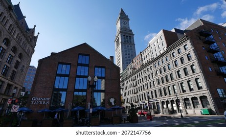 BOSTON, USA - OCTOBER 14, 2021: Tourist Visiting Granary Tavern As Boston Opens Up After COVID Restrictions