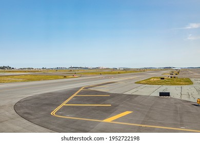 Boston, USA - September 11, 2017: Runway At Boston Logan International Airport, USA.