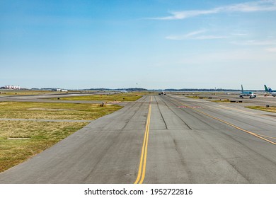 Boston, USA - September 11, 2017: Runway At Boston Logan International Airport, USA.