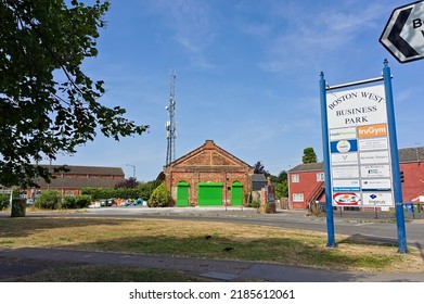 Boston West Business Park With Imformation Sign In Foreground.  Boston Lincs UK. July 2022