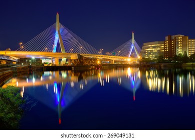 Boston Zakim bridge sunset in Bunker Hill Massachusetts USA